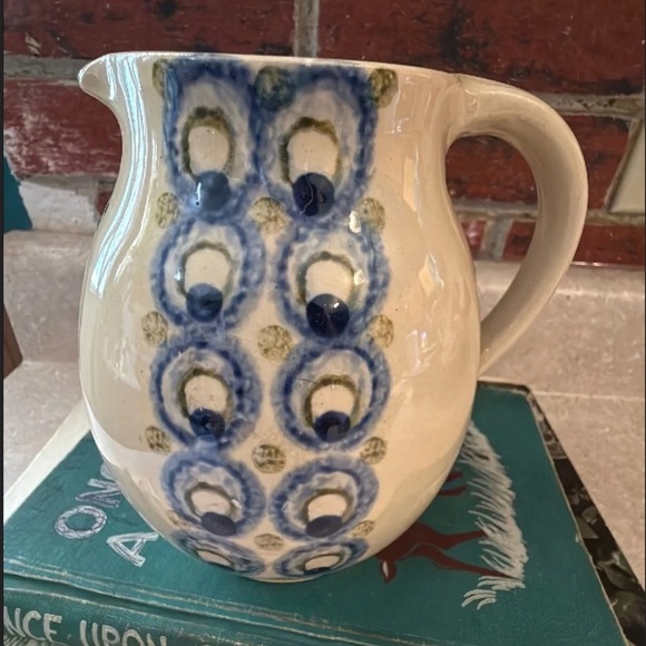 Vintage Handmade Cottagecore blueberry farmhouse creamer pitcher signed pottery - Picture 4 of 7